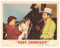3y464 FAST COMPANY LC #5 '53 trainer Howard Keel watches Polly Bergen bathe her horse!