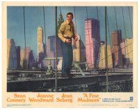 3y467 FINE MADNESS LC #2 '66 great close up of Sean Connery standing on the Brooklyn Bridge!