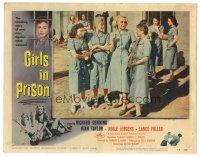3y501 GIRLS IN PRISON LC #3 '56 bad girl cat fight border art, Adele Jergens & other women in yard!