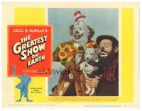 3y515 GREATEST SHOW ON EARTH LC #2 R60 best close up of clowns James Stewart & Emmett Kelly!
