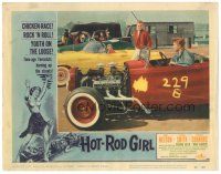3y549 HOT ROD GIRL LC #1 '56 AIP, great image of teens getting ready to burn up the streets!