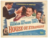 3y150 HOUSE OF STRANGERS TC '49 Edward G. Robinson, Richard Conte slapping Susan Hayward!