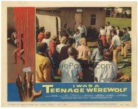 3y565 I WAS A TEENAGE WEREWOLF LC '57 Michael Landon uses pipe to keep away the other teens!
