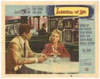 3y570 IMITATION OF LIFE LC #3 '59 sexy Lana Turner & John Gavin at table, from Fannie Hurst novel!