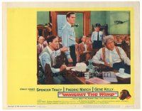 3y579 INHERIT THE WIND LC #7 '60 close up of Spencer Tracy, Fredric March & Gene Kelly!