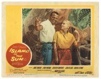 3y584 ISLAND IN THE SUN LC #6 '57 c/u of Joan Fontaine & Harry Belafonte, interracial romance!