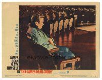 3y589 JAMES DEAN STORY LC #1 '57 cool close up sitting in theater, was he a Rebel or a Giant?