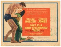 3y169 LOVE IS A MANY-SPLENDORED THING TC '55 great art of William Holden, Jennifer Jones!