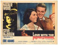 3y641 LOVE WITH THE PROPER STRANGER LC #1 '64 smiling close up of Natalie Wood & Steve McQueen!