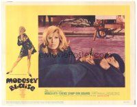 3y689 MODESTY BLAISE LC #8 '66 sexy female secret agent Monica Vitti by guy stuck with 2 knives!
