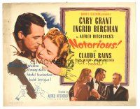 3y724 NOTORIOUS TC R54 close up of Cary Grant & Ingrid Bergman, Alfred Hitchcock classic!