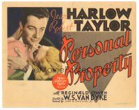 3y192 PERSONAL PROPERTY TC '37 beautiful American widow Jean Harlow in London meets Robert Taylor!