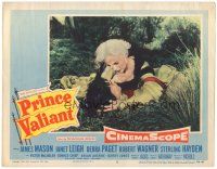 3y770 PRINCE VALIANT LC #8 '54 c/u of Robert Wagner & sexy Janet Leigh laying in the grass!