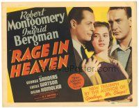 3y200 RAGE IN HEAVEN TC '41 Ingrid Bergman, Robert Montgomery & George Sanders!