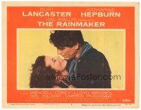 3y784 RAINMAKER LC #4 '56 great romantic close up of Burt Lancaster & Katharine Hepburn!