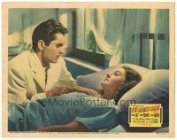 3y785 RAINS CAME LC '39 close up of Tyrone Power visiting Myrna Loy in hospital bed!