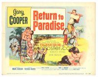 3y205 RETURN TO PARADISE TC '53 art of Gary Cooper, from James A. Michener's story!