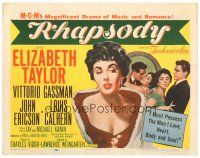 3y207 RHAPSODY TC '54 Elizabeth Taylor, Vittorio Gassman, magnificent drama of romance & music!