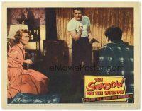 3y828 SHADOW ON THE WINDOW LC #4 '57 man with gun points at Betty Garrett & John Barrymore Jr!