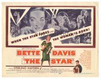 3y225 STAR TC '53 great art of Hollywood actress Bette Davis holding Oscar statuette!