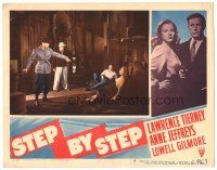 3y873 STEP BY STEP LC #8 '46 Lawrence Tierney & Anne Jeffries are caught in hiding!