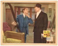 3y901 THIN ICE LC '37 close up of Tyrone Power holding skis by butler Arthur Treacher!
