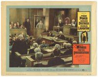 3y976 WITNESS FOR THE PROSECUTION LC #2 '58 Billy Wilder, court listens to Tyrone Power on stand!