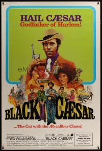 3z259 BLACK CAESAR 40x60 '73 AIP Williamson blaxploitation, Godfather of Harlem art by G. Akimoto!