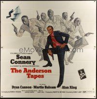 3z033 ANDERSON TAPES 6sh '71 art of Sean Connery & gang of masked robbers, Sidney Lumet!