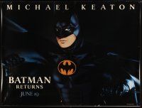 3z179 BATMAN RETURNS subway poster '92 great horizontal image of Michael Keaton in costume!