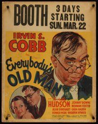 3z072 EVERYBODY'S OLD MAN jumbo WC '36 art of Irvin S. Cobb, pretty Rochelle Hudson!