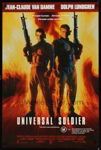 4a019 UNIVERSAL SOLDIER Aust 1sh '92 great close up of Jean-Claude Van Damme & Dolph Lundgren!