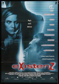 4a039 EXISTENZ Canadian 1sh '99 David Cronenberg, cool image of Jennifer Jason Leigh & Jude Law!