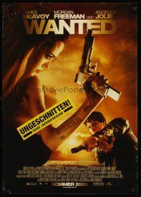 4a032 WANTED advance German '08 sexy Angelina Jolie & James McAvoy with guns!