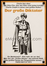 4a022 GREAT DICTATOR German 12x17 R72 Charlie Chaplin directs and stars, wacky WWII comedy!