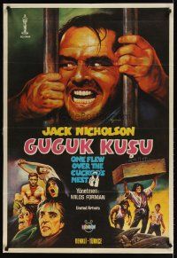 4a013 ONE FLEW OVER THE CUCKOO'S NEST Turkish '81 Jack Nicholson, wild misleading artwork!
