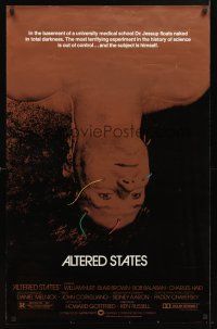 4b034 ALTERED STATES foil 1sh '80 William Hurt, Paddy Chayefsky, Ken Russell, sci-fi horror!