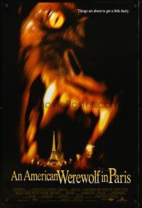 4b040 AMERICAN WEREWOLF IN PARIS 1sh '97 horror image of giant werewolf & Eiffel Tower!
