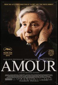 4b041 AMOUR 1sh '12 Jean-Louis Trintignant, Emmanuelle Riva, image of old woman held by ears!