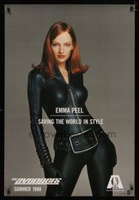 4b048 AVENGERS teaser DS 1sh '98 sexy Uma Thurman as Emma Peel, saving the world in style!