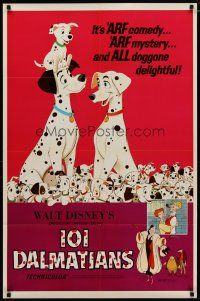 4d677 ONE HUNDRED & ONE DALMATIANS 1sh R72 most classic Walt Disney canine family cartoon!