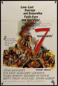 4d013 7 WOMEN 1sh '66 directed by John Ford, Anne Bancroft, Sue Lyon, art of top stars!