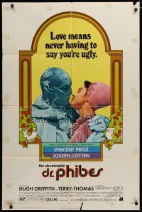 4d017 ABOMINABLE DR. PHIBES 1sh '71 Vincent Price, love means never having to say you're ugly