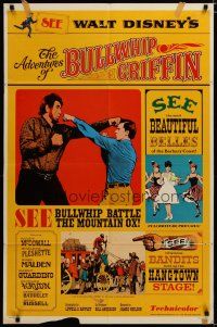 4d024 ADVENTURES OF BULLWHIP GRIFFIN style A 1sh '66 Disney, beautiful belles, mountain ox battle!