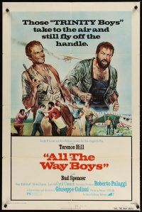 4d033 ALL THE WAY BOYS 1sh '73 cool artwork of Terence Hill & Bud Spencer, the Trinity boys!