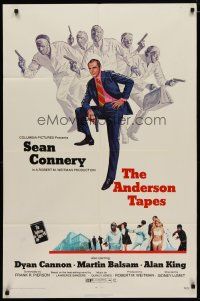 4d041 ANDERSON TAPES 1sh '71 art of Sean Connery & gang of masked robbers, Sidney Lumet