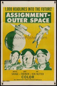 4d057 ASSIGNMENT-OUTER SPACE 1sh R60s Antonio Margheriti directed, Italian sci-fi Space Men!