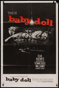 4d062 BABY DOLL 1sh R70 Elia Kazan, classic image of sexy troubled teen Carroll Baker!