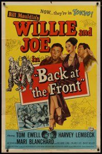 4d065 BACK AT THE FRONT 1sh '52 the hialrious G.I.s Bill Mauldin & Tom Ewell are back!