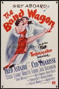 4d069 BAND WAGON 1sh R63 artwork of Fred Astaire & sexy Cyd Charisse dancing!